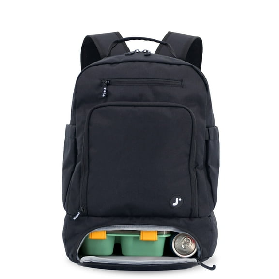 J World Unisex Packmate 2 in 1 Backpack With Built-in Lunch Bag, Black