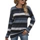 thumbnail image 1 of Camisa de punto Poliéster Cuello redondo de moda Manga larga Rayas Primavera Verano Top para mujer, 1 of 6