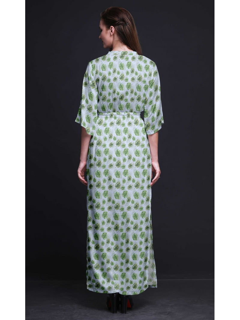 Bimba Rayon Monstera Leaves Ladies Long Gown Boho Beach Cocktail Party Maxi  Slit&nbsp;Dress-XX-Large - Walmart.com