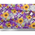 thumbnail image 3 of Soimoi Cotton Duck Fabric Leaves & Sunflower Floral Print Sewing Fabric Yard 56 Inch Wide, 3 of 3