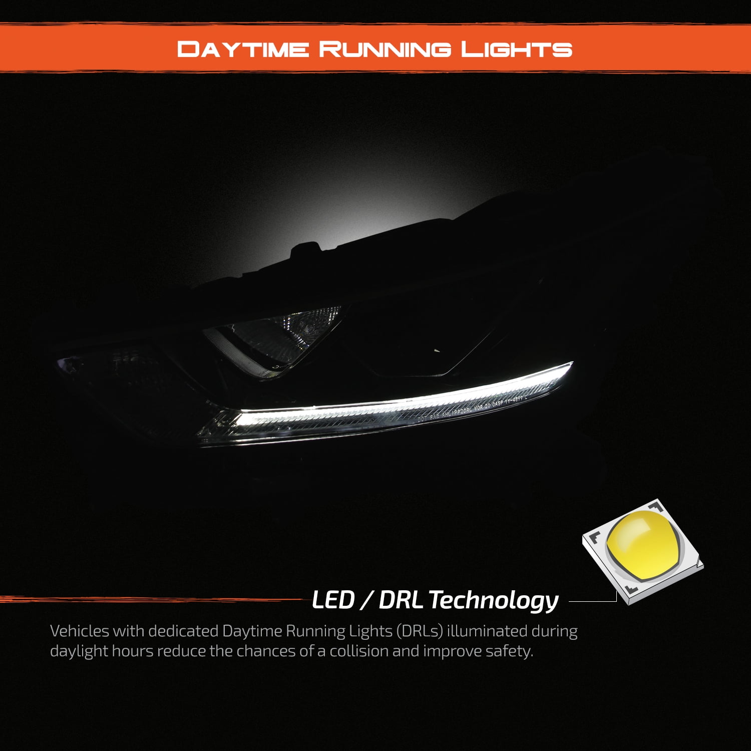 AKKON - Fits 2020-2024 Toyota Highlander Projector Black Headlights Pair Driver Left+Passenger Right w/LED DRL