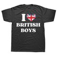 thumbnail image 1 of Camisetas divertidas con texto "I Love British Boys" en algodón con gráfico "I Red Heart British Boys Britain United Kingdom Gifts Summer Tee Men", 1 of 7
