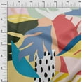 thumbnail image 3 of oneOone Cotton Silk Pale Yellow Fabric Geometric Abstract Shapes With Leaves Dress Material Fabric Print Fabric By The Yard 42 Inch Wide, 3 of 4
