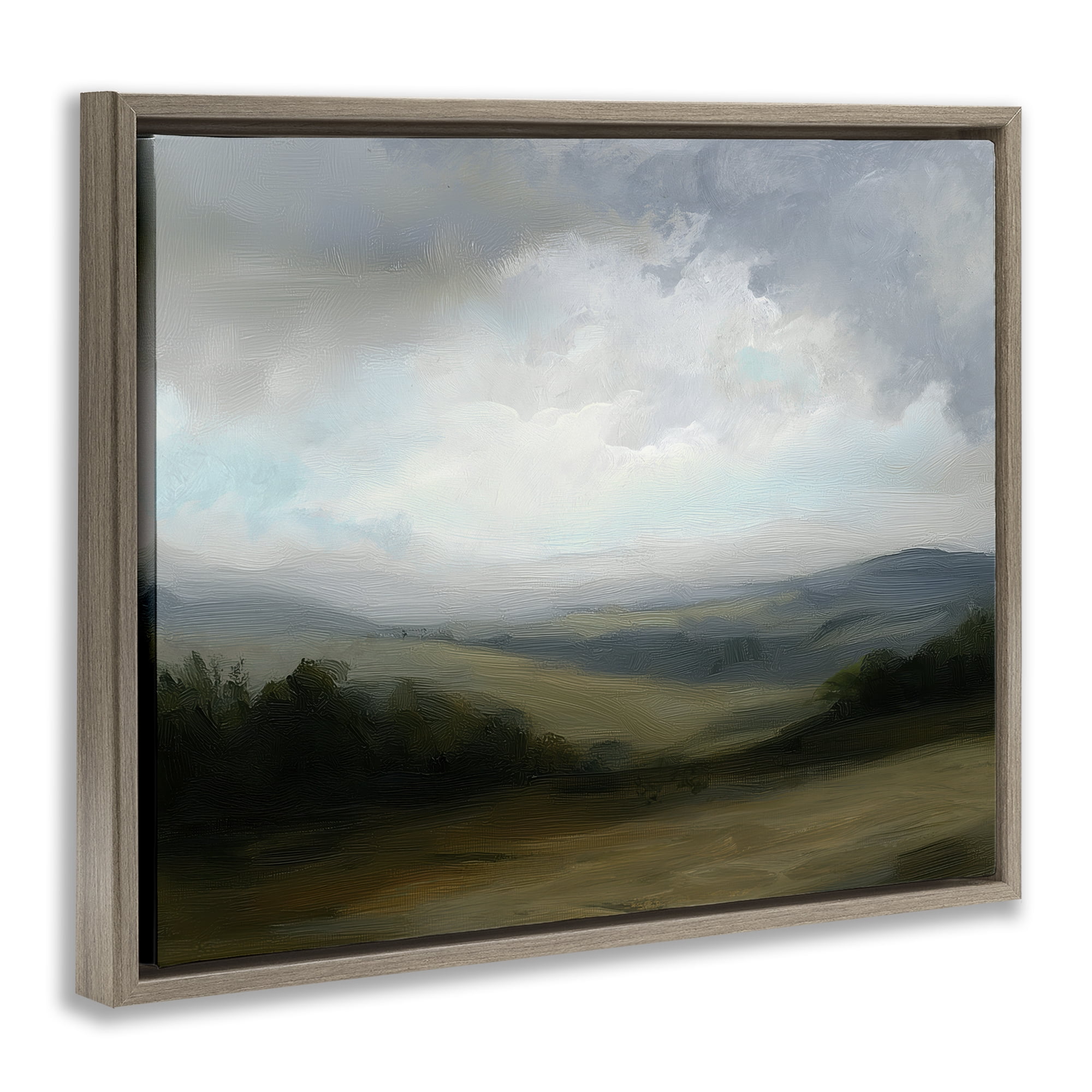 Stupell Industries Refreshed Quiet Rolling Hills Brown Framed Floater Canvas Wall Art, design by Annabelle Hall