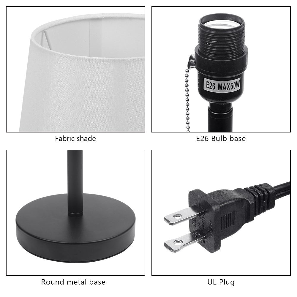 Haitral Modern Black Bedside Desk Metal Lamps Set of 2