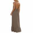 thumbnail image 3 of Adeawade Women Summer Dresses Sleeveless Open Back Maxi Dress Loose Fit Robe Housewear Dress Crewneck Dresses Fashion Clothing L Brown, 3 of 7