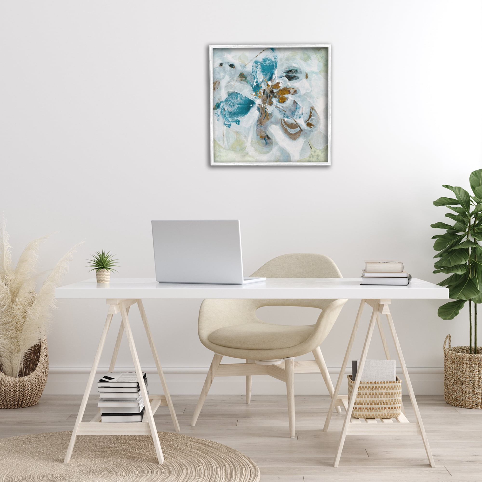 Stupell Industries Abstract Botanical Distortion Abstract Painting White Framed Art Print Wall Art, 24 x 24