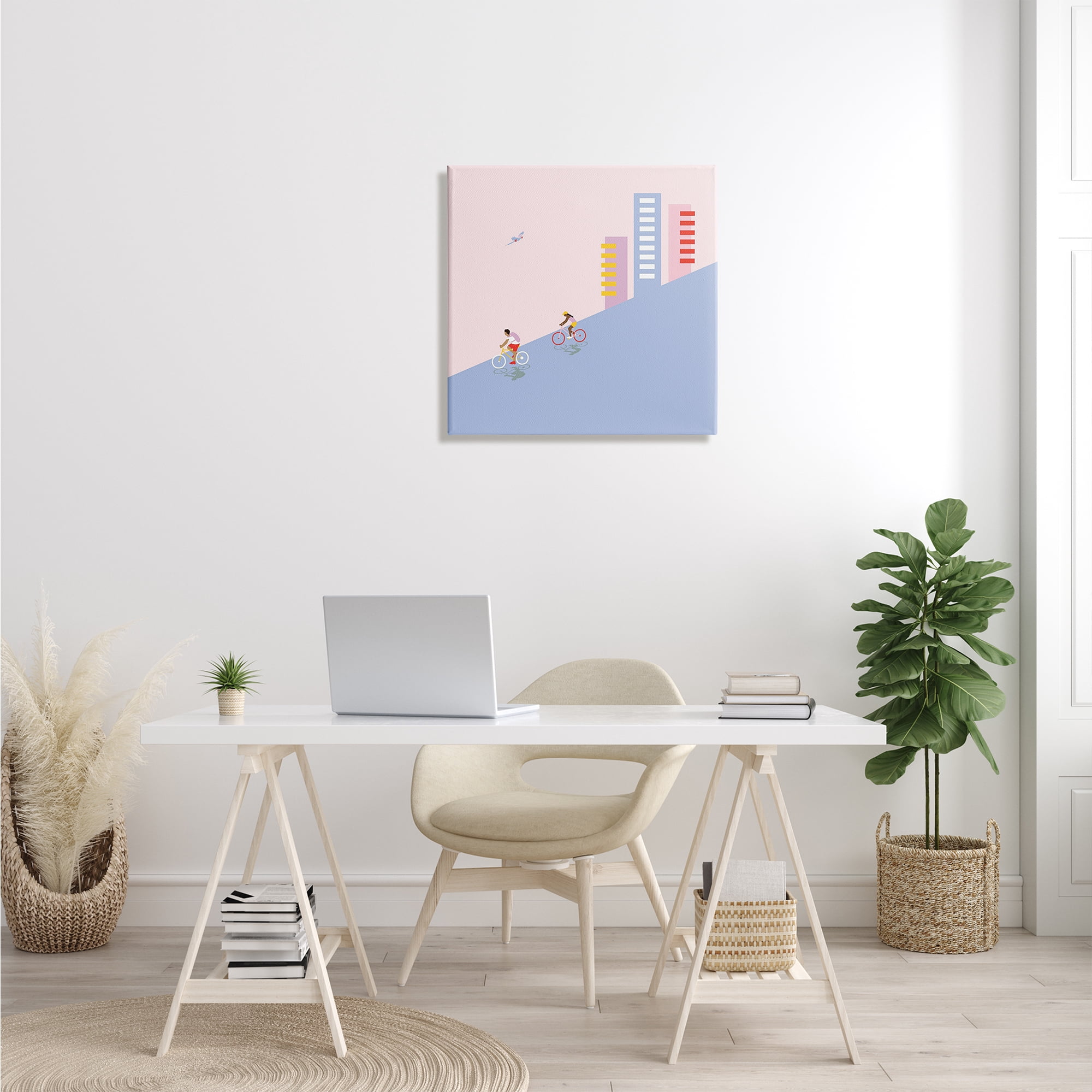 Stupell Industries Downhill Bike Ride Tropical Bird Modern Cityscape, 24 x 24, Designed by Make Much Studios