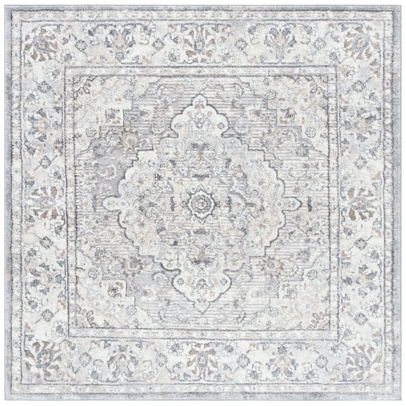 SAFAVIEH Opal Roy Oriental Area Rug, Grey/Ivory, 6'7" x 6'7" Square