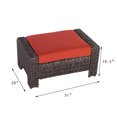 thumbnail image 2 of Krikacy Wicker Ottoman, All-Weather HDPE Hand-Woven Rattan Footstool, Red, 2 of 6