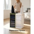 thumbnail image 3 of Large Double Laundry Hamper with Lid, Collapsible Clothes Hamper 2 section with Removable Bags, Space-Saving Laundry Basket for Bedroom, Dorm, College Avocado Green/Beige,145L, 3 of 9