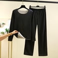thumbnail image 2 of Tnhcen Women's Dri-FIT Thermal Sleepwear Set - Solid Color Basic Pajama Set with Elastic Waist Pants Plus Size M-2XL Loungewear, 2 of 3