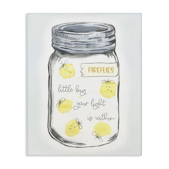 Stupell Industries Firefly Light Phrase Typography Painting Gallery Wrapped Canvas Art Print Wall Art, 16 x 20