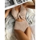 thumbnail image 5 of Traje de baño de una pieza para mujer, cintura alta, hueco, halter, espalda descubierta, nudo en el busto, traje de baño Caqui M, 5 of 8