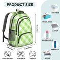 thumbnail image 4 of Green and White Checkered Pattern Backpack for School, Cute School Bag with Adjustable Shoulder Straps and Padded Back, 16.9"x12.6"x5.9", 4 of 4