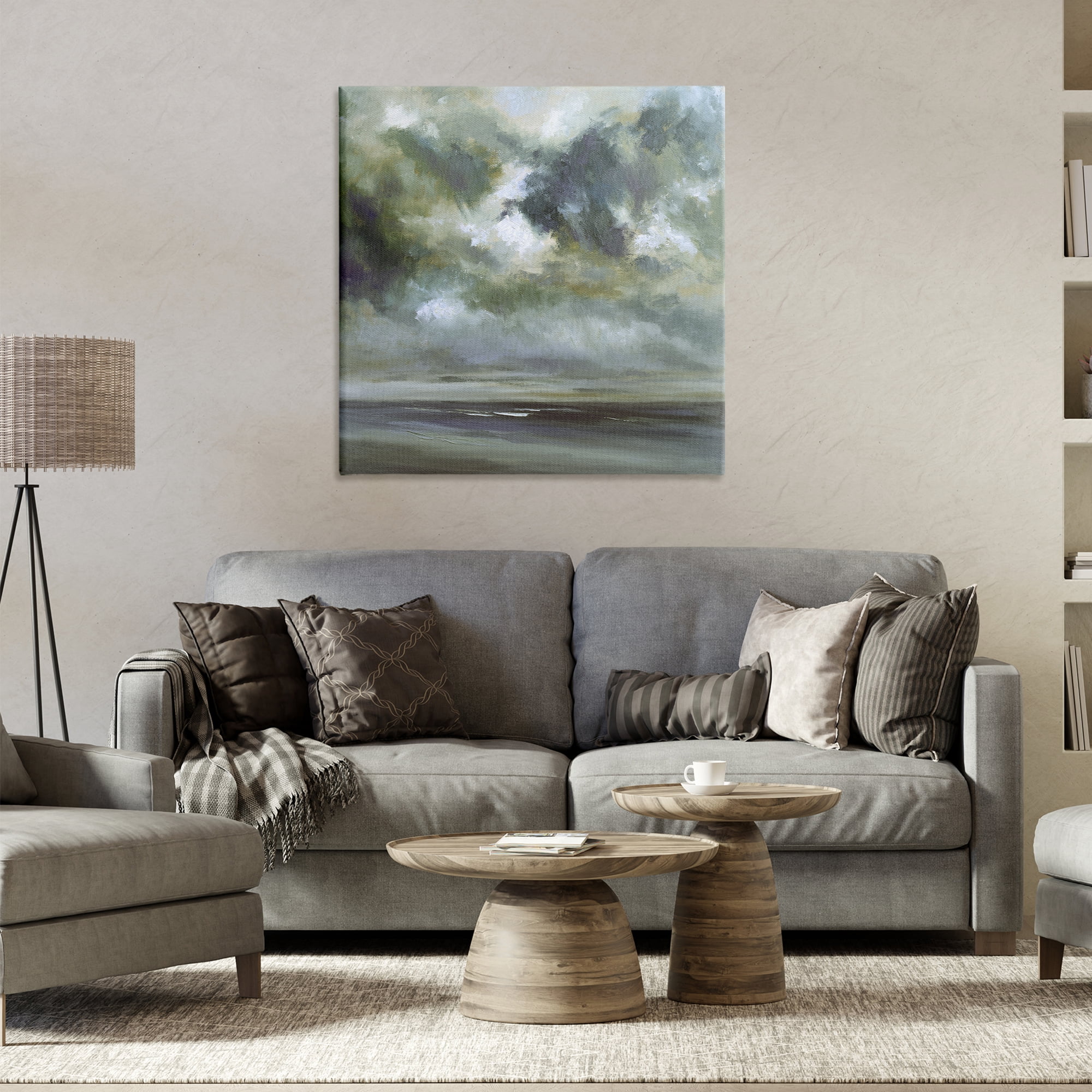 Stupell Industries Grey Clouds over Beach Landscape & Nature Painting Wrapped Canvas Art Print Wall Art, 30 x 30