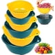 thumbnail image 4 of Paquete de 6 coladores, cesta coladora de plástico de doble capa con asas, apilable, ahorra espacio, cesta de almacenamiento para lavar, drenar, pasta, frutas, verduras, arroz, verde y amarillo, 4 of 5