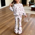 thumbnail image 2 of Grblisyd Girls 2 Piece Outfits Kids Crew Neck Long Sleeve Tops and Elastic Waist Flared Pants Cute Cartoon Print Sweatsuit Clothing Sets, 2 of 7