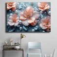 thumbnail image 4 of Mudket Peach Flower with Silver Leaves & Pearl Canvas Wall Art, Floral Wall Decor, Framed Ready to Hang Botanical Artwork for Bedroom Living Room Office - 12"L x 8"W, 4 of 10