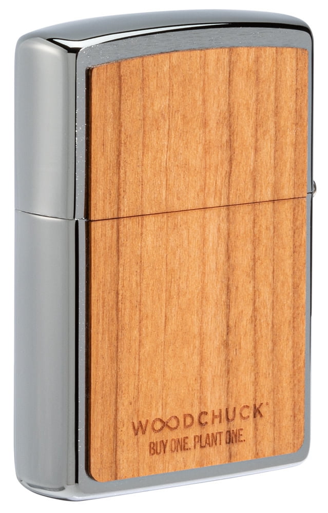 Zippo Woodchuck USA Cherry Tiger Head Brushed Chrome Pocket Lighter