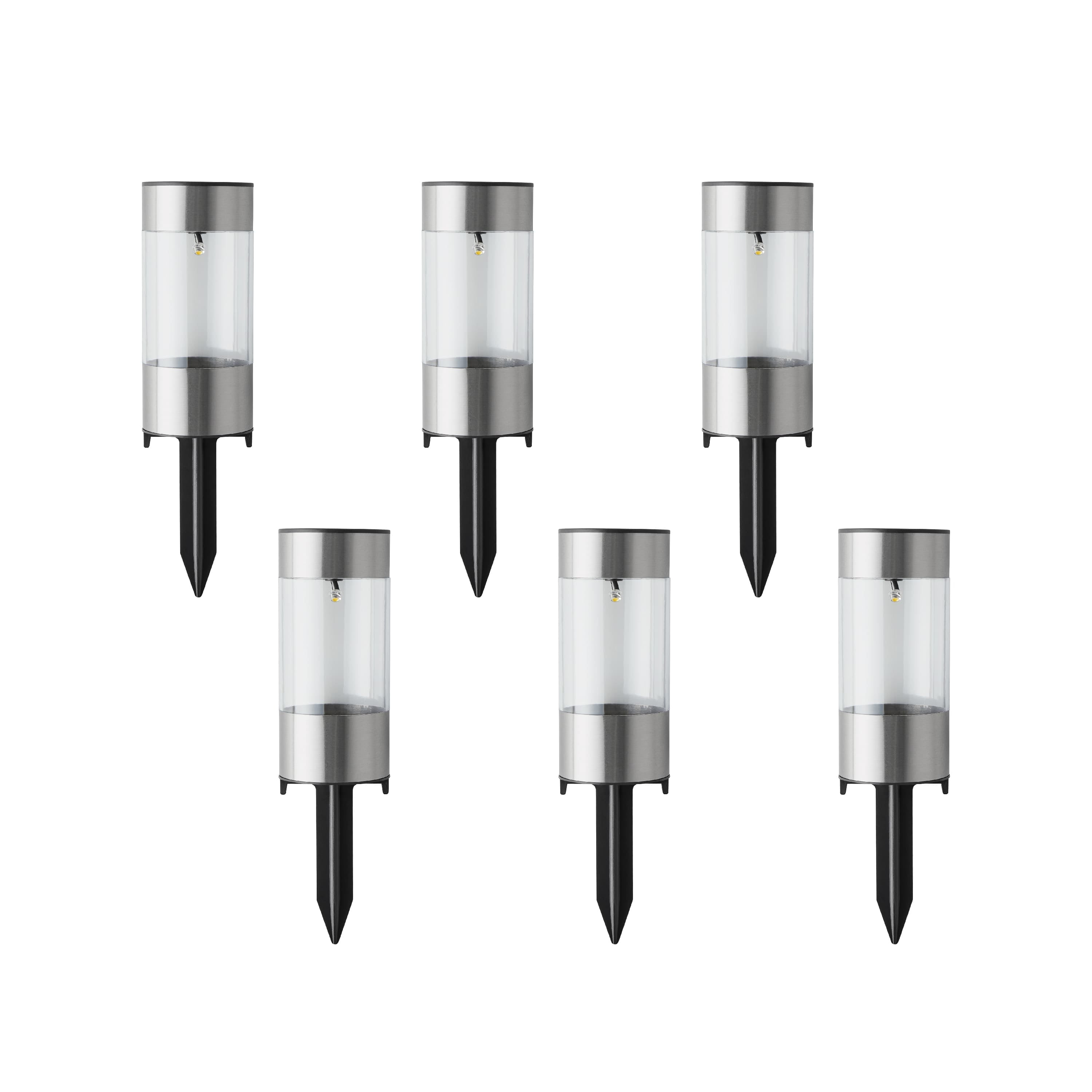 (2 pack) Mainstays Solar Powered Bollard Mini Landscape Path Lights, Warm White, 6 Pack
