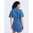 thumbnail image 4 of Free Assembly Women's and Women's Plus Embroidered Denim Mini Shirtdress with Belt, Sizes XS-4X, 4 of 6