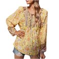 thumbnail image 1 of Tops Para Mujer Blusa Informal Elegante Camisas de Manga Larga Primavera Otoño Estampado Con Cuello en V Camisa Suelta Top Con Cuello en V Camisa Superior Odeerbi ODB172831, 1 of 6