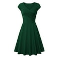 thumbnail image 1 of Robe Évasée Rétro pour Femmes, Manches Courtes, Style Vintage, Années 50, Décontractée, Soirée, Col, Noire, 2023, 1 of 3