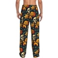 thumbnail image 3 of Uemuo Halloween Skull Pattern Men's Wide Leg Palazzo Lounge Pants with Pockets Light Weight Loose Comfy Casual Pajama Pants-Small, 3 of 9