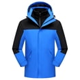 thumbnail image 2 of Sentmoon Coats Color Block Long Sleeve Drawstring Hooded Neck Jacket Oversized Zipper Windbreaker Waterproof Men Clothing Fall and Winter Delightful for Commuting and Bike Riding Blue XXXXL, 2 of 8