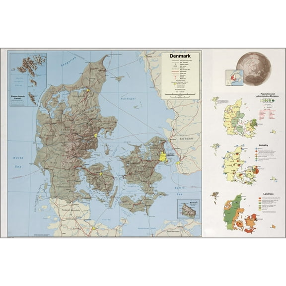 24"x36" Gallery Poster, cia map of denmark 1974 p1