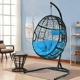 thumbnail image 2 of Gymax Hanging Hammock Chair Egg Swing Chair w/ Blue Cushion Pillow Stand, 2 of 10