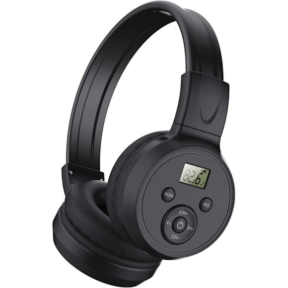 Rechargeable and portable personal FM radio headphones, best reception foldable FM headset radio with soft earmuffs