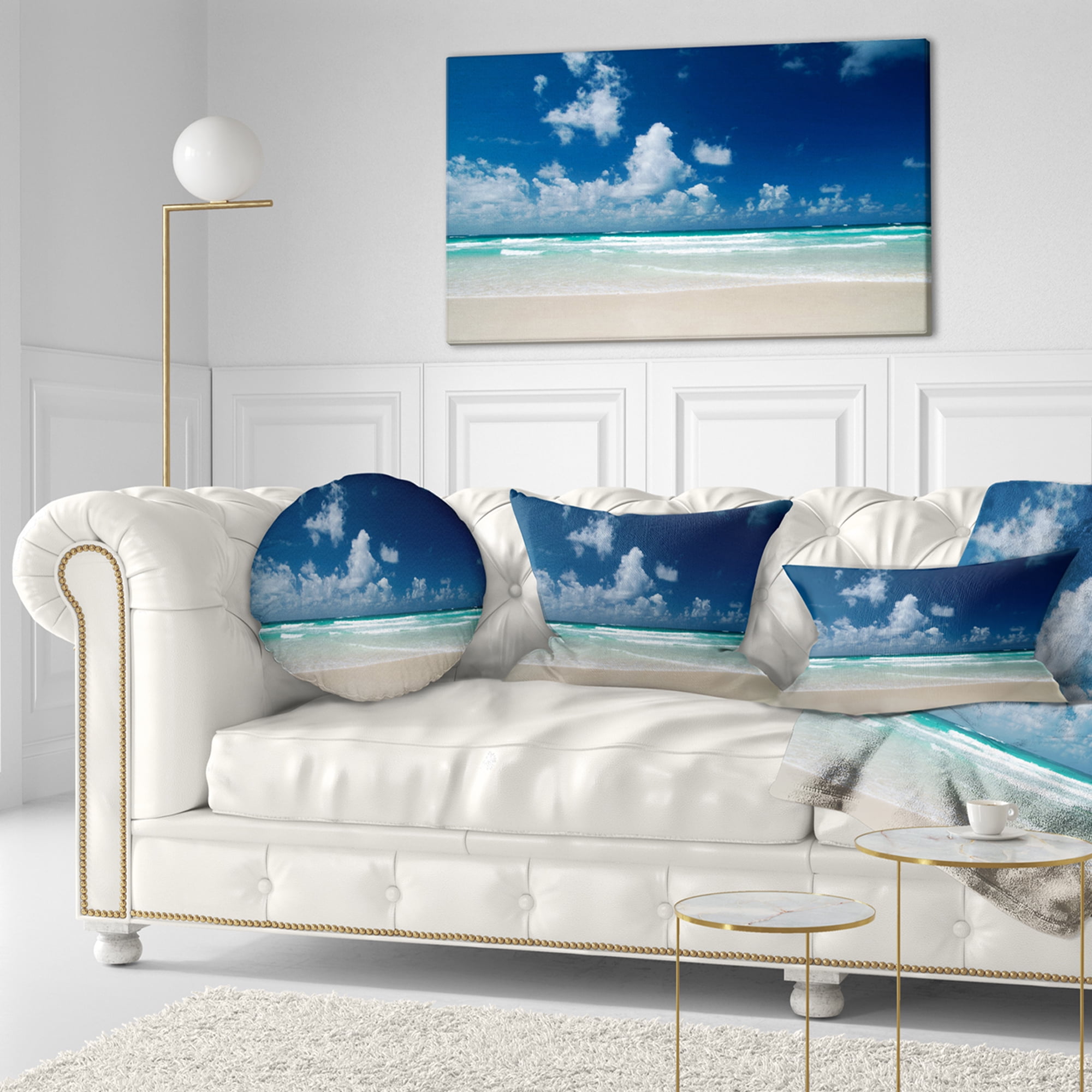 Designart 12" x 20" Blue Polyester Throw Pillow