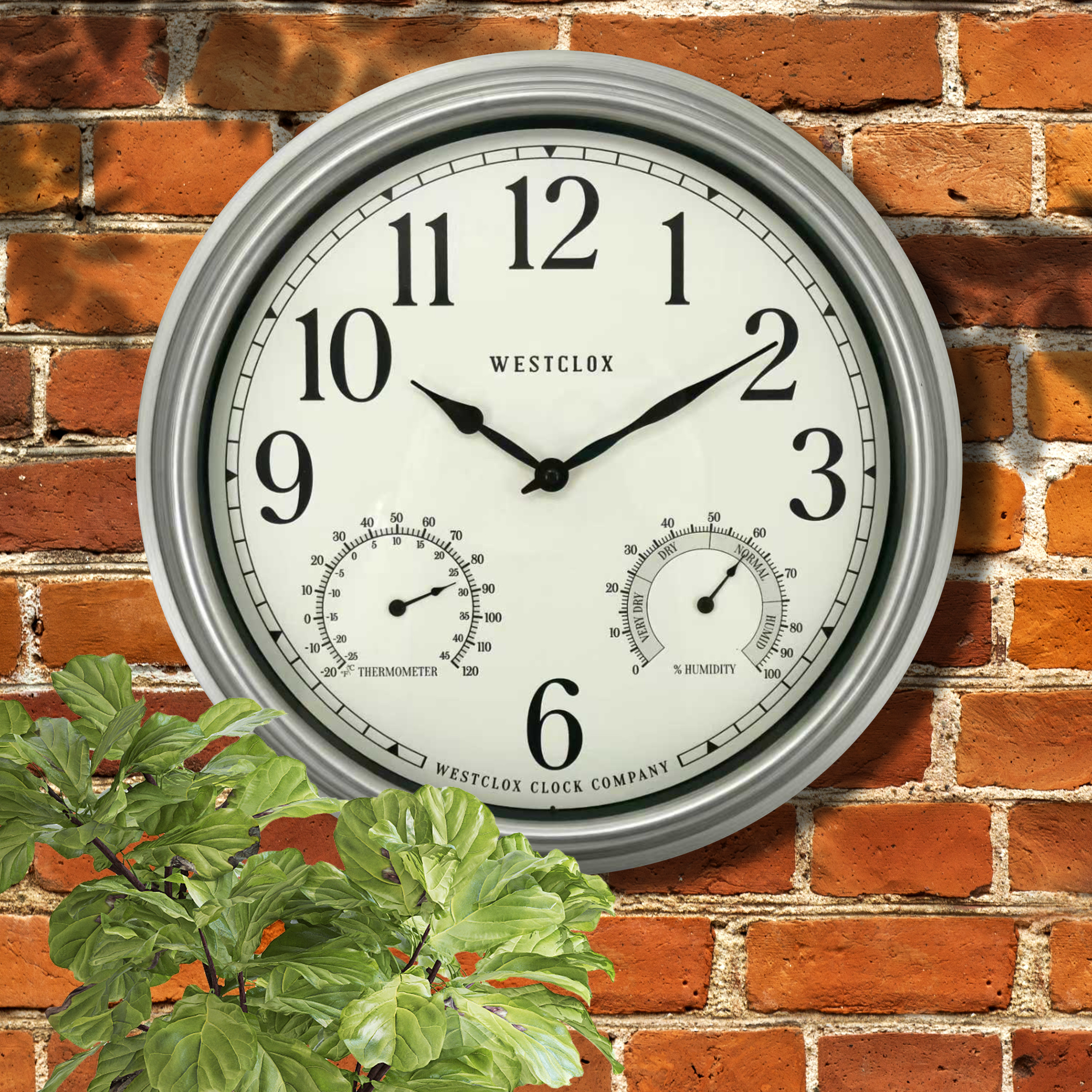 16" INDOOR/OUTDOOR WALL CLOCK, SILVER FINISH