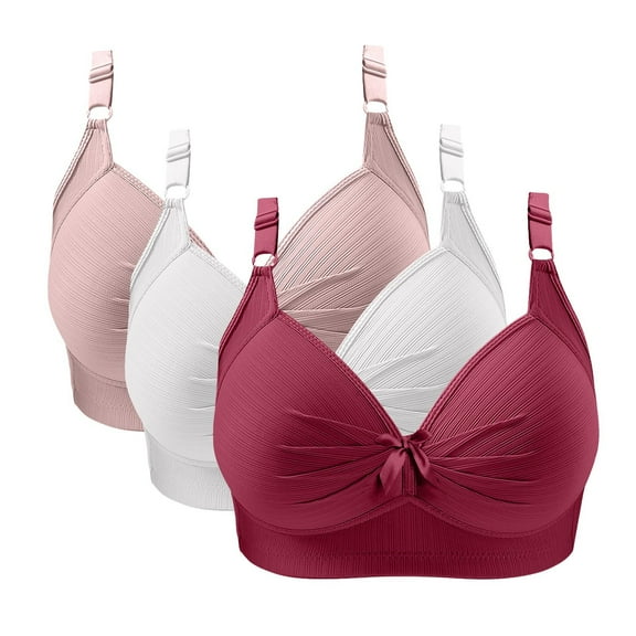 Bras for Women, Women's High Support Full Coverage Racerback Sports Bra 3PCS Women's Bra Soild Color Underwear Bra Everyday Underwear High Impact Workout with Removable Pads & Wide Straps