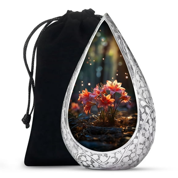 JAGSHASHI Lilly Flower - Decorative Urns - Urn For Ashes Adult Female - Urn For Ashes Adult Male - Cremation Urns For Men - Human Urns For Ashes - Funeral Urns - 10 Inch - Large