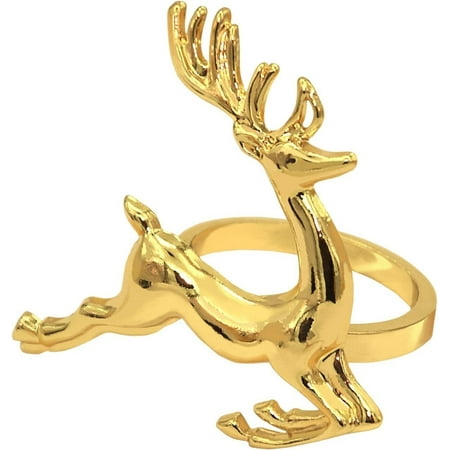 

Holiday Napkin Rings Set of 6 Fall Thanksgiving Christmas Dinners & Parties Napkin Holders(Gold 6)