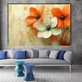 thumbnail image 2 of Mudket Orange White Flower Canvas Wall Art, Minimalist Floral Wall Decor, Framed Abstract Botanical Artwork for Bedroom Living Room Bathroom, Ready to Hang Colorful Flower Print - 12"L x 8"W, 2 of 10