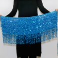 thumbnail image 4 of IQOGKRN Women's Sequin Tassel Skirt Sparkly Fringe Skirt for Women Glitter Festival Party Skirts Sky Blue One Size, 4 of 4
