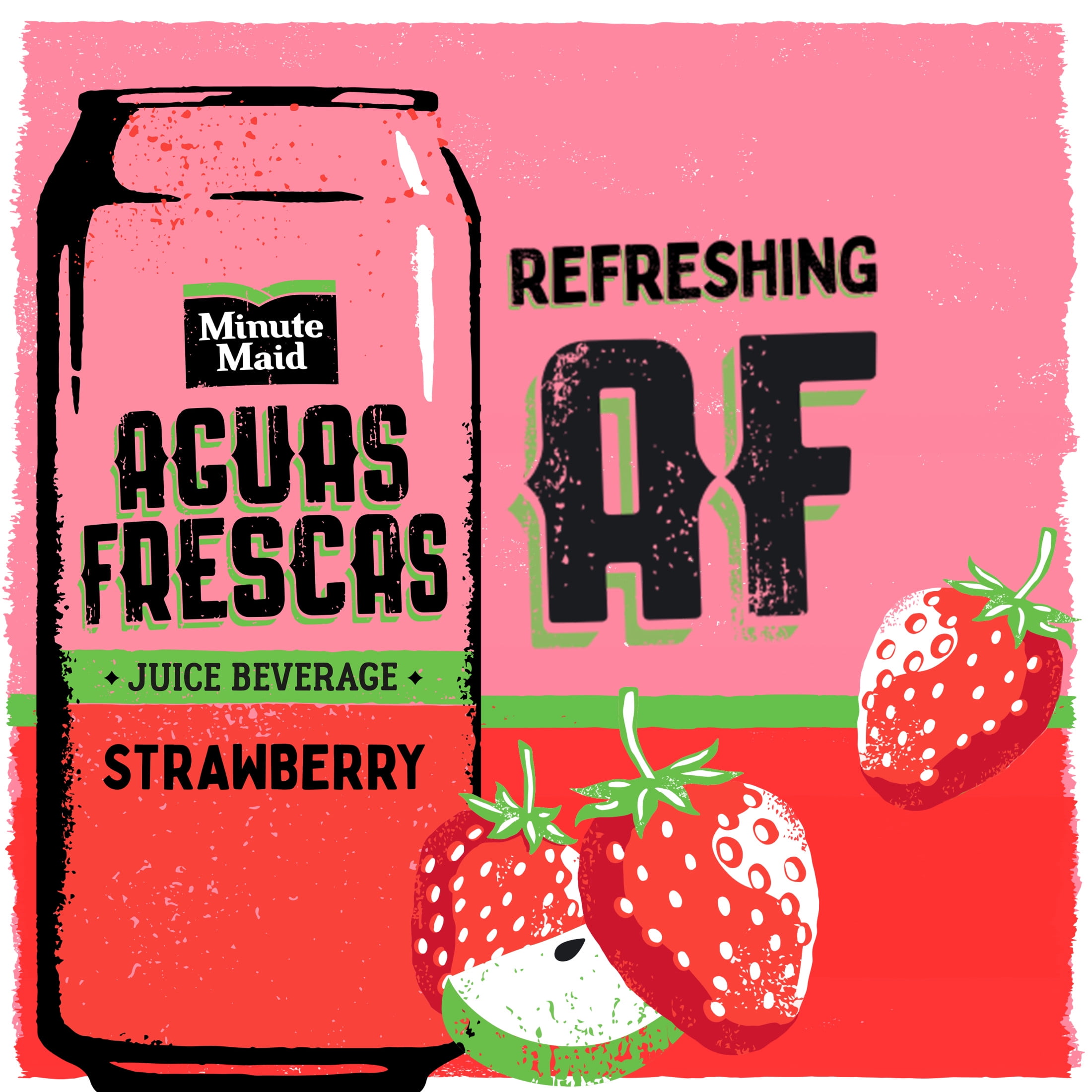 Minute Maid Aguas Frescas Strawberry Fruit Juice, 16 fl oz Can