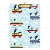 FORMRS Acrylic Clipboard with Low Profile Clip Standard A4 Letter Size, 12.5" x 9", Colorful Trains