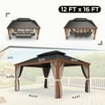 thumbnail image 6 of COOS BAY 12x16 Outdoor Hardtop Gazebo, Wood Grain Aluminum Frame, Double Galvanized Steel Roof Permanant Metal Pavilion with Nettings and Curtains for Patio, Deck and Backyard, 6 of 7
