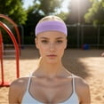 thumbnail image 2 of Unique Bargains 1 Set Soft Headband with Wristband Solid Color Headband for Sport Light Purple, 2 of 6