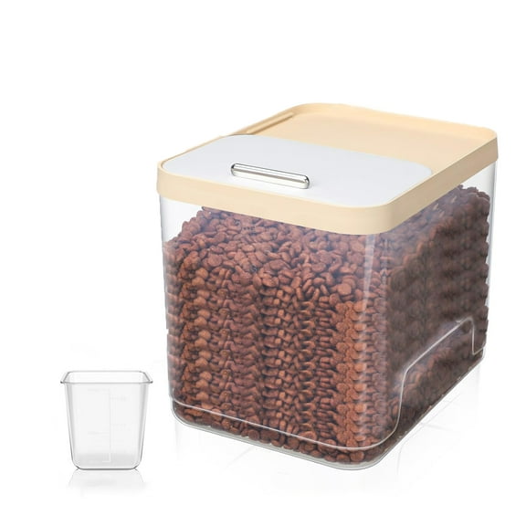 1 Pack Airtight Dog Food Storage Container, Up to 10 Lbs, Pet Cat Food Container Clear Storage Bin with Measuring and 2 Scoops for Dog Cat Bird and Other Pet