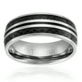 thumbnail image 2 of Mens Wedding Band in Titanium 8MM Engagement Ring with Black Carbon Fiber Inlay - Domed Top, 2 of 4