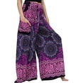 thumbnail image 5 of Seyurigaoka Women's Boho Palazzo Wide Leg Lounge Pants, Solid Color/ Print Patterns High Waist Tie-Up Long Loose Pants, 5 of 7