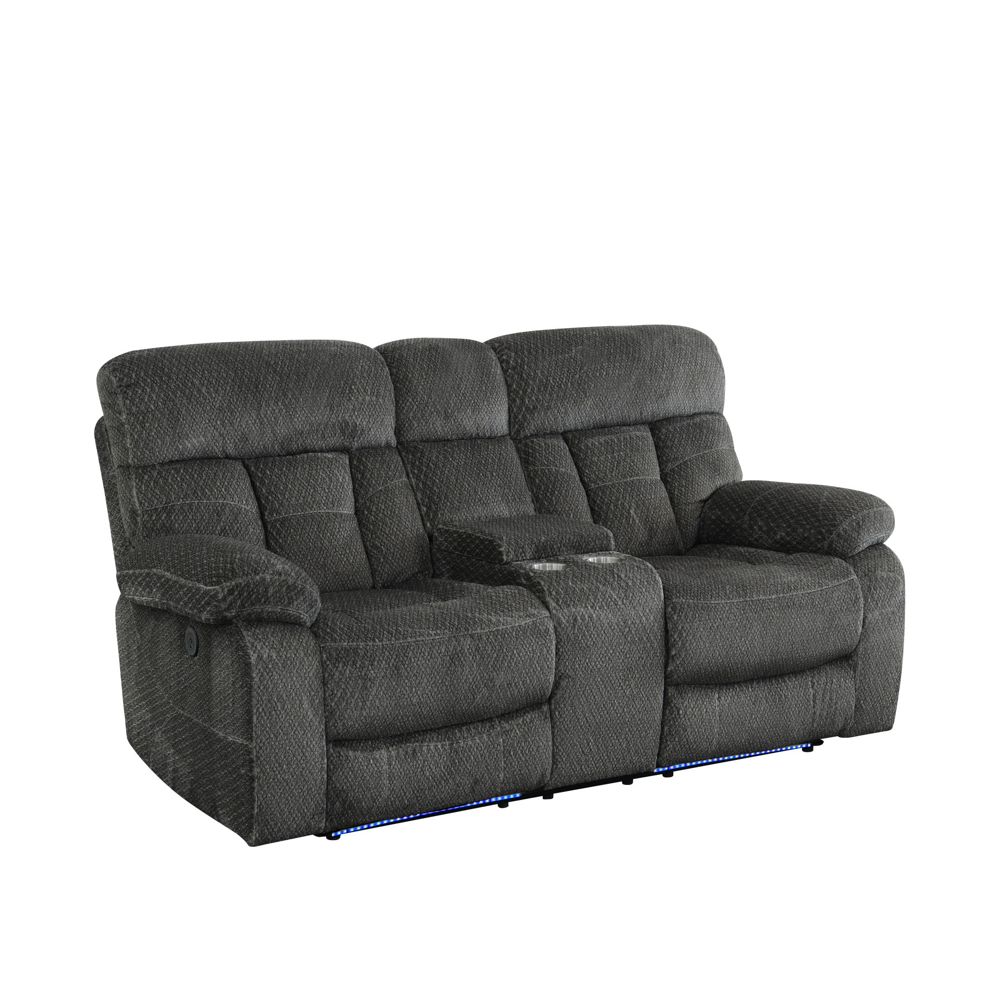 Gewnee Power Recliner Loveseat, LED Ambient Lights, Built in USB & Type‑C Ports, Hidden Storage, Home Theater Seating with Cup Holders, Flocking‑Grey