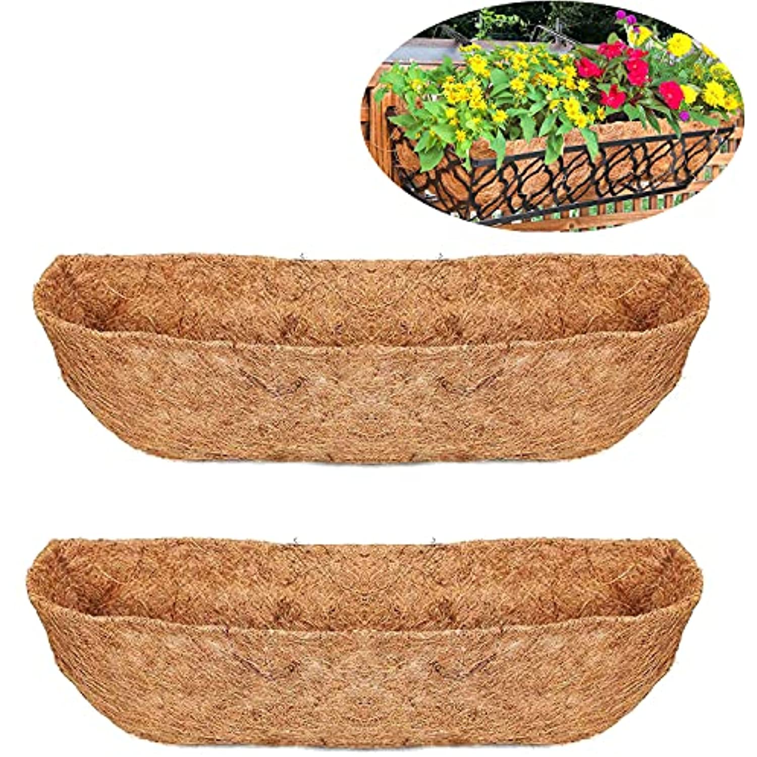 HFHOME 24 inch Coco Liner For Planters, 24" Window Planter Box Outdoor