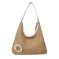thumbnail image 1 of Bolso de mano para mujer, bolsos de paja, bolso de mano de verano, bolso grande de playa tejido (blanco), 1 of 6